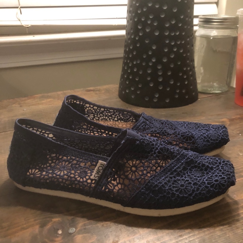 Navy Blue Lace Toms